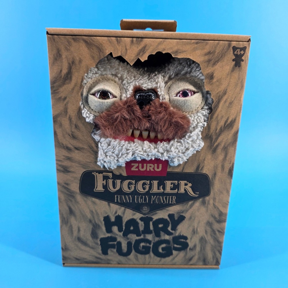 Zuru Fuggler Hairy Fuggs Funny Ugly Monster Plush Brown Mustache NIB